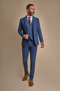 Carnegi Navy Regular Tweed Three Piece Suit - House of Cavani