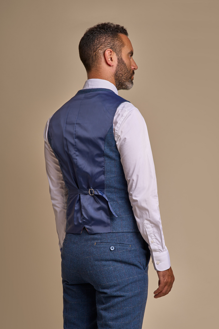 Carnegi Navy Regular Tweed Three Piece Suit - House of Cavani