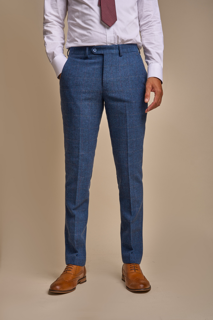 Carnegi Navy Regular Tweed Three Piece Suit - House of Cavani