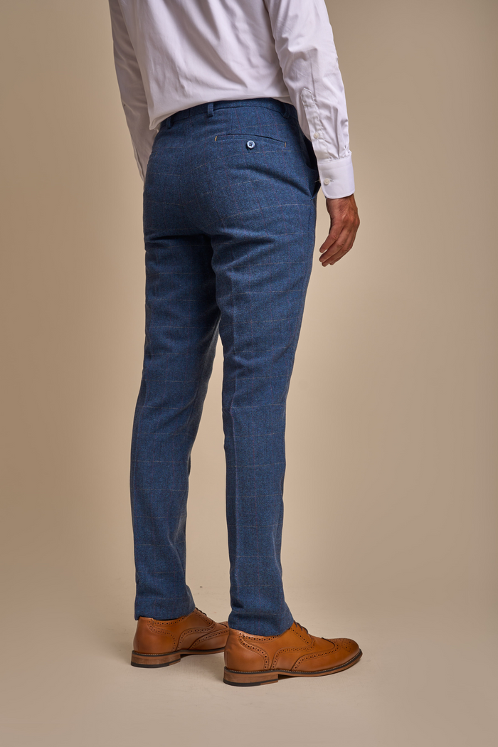 Carnegi Navy Regular Tweed Three Piece Suit - House of Cavani