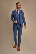 Carnegi Navy Short Tweed Three Piece Suit