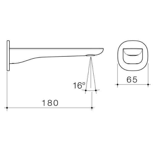 Technical Drawing Caroma Contura II 180mm Basin/Bath Outlet - Brushed Brass 849059BB6AF