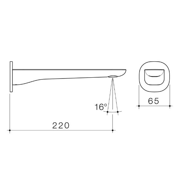 Technical Drawing Caroma Contura II 220mm Basin/Bath Outlet - Chrome 849060C6AF