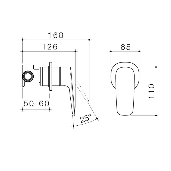 Technical Drawing Caroma Contura II Bath/Shower Mixer - Chrome 849055C
