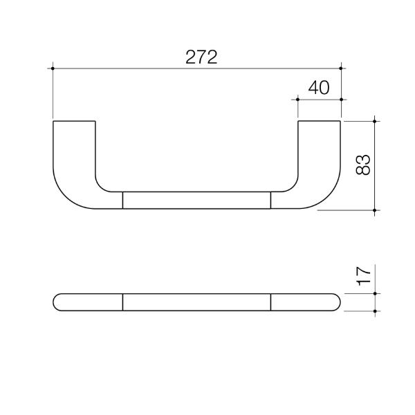 Technical Drawing Caroma Contura II Hand Towel Rail - Brushed Brass 849032BB | The Blue Space