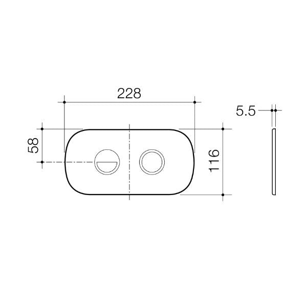Technical Drawing Caroma Contura II Invisi Series II® Round DC Dual Flush Button Panel - Chrome 848810C | The Blue Space