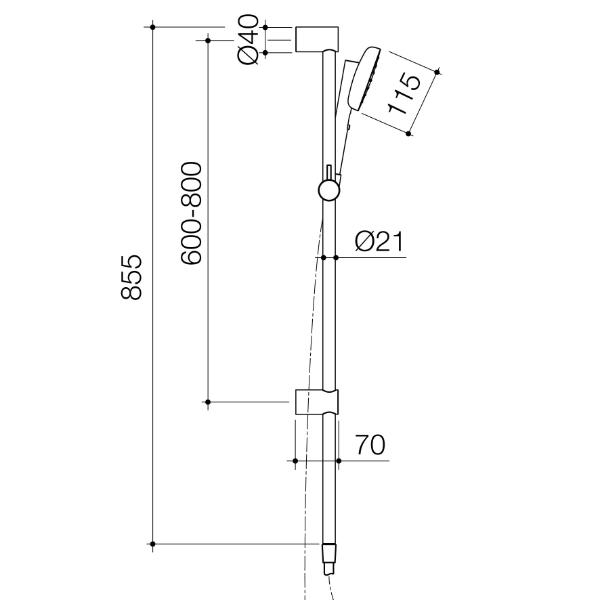 Caroma Contura II Rail Shower - Chrome