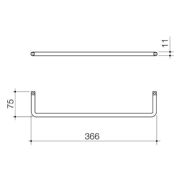 Technical Drawing Caroma Urbane II Universal Towel Rail - Gun Metal 96330GM - The Blue Space