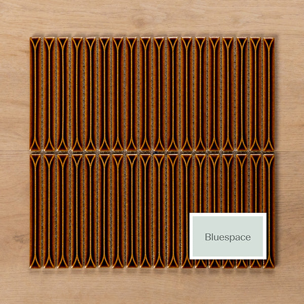 Sample of Castaways Autumn Terracotta Gloss KitKat Porcelain Mosaic Tile - The Blue Space
