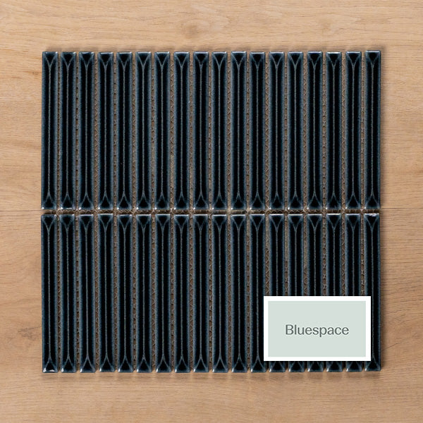 Sample of Castaways Midnight Black Gloss KitKat Porcelain Mosaic Tile - The Blue Space