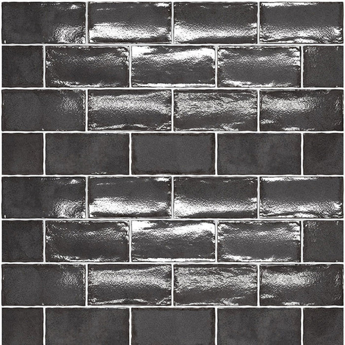 Looks Charcoal Dianna Hand Made Subway Tile 75 x 150 x 9mm Spanish Ceramic  - The Blue Space