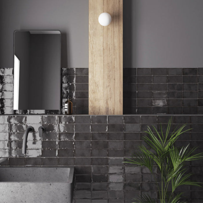 Lifestyle Charcoal Dianna Hand Made Subway Tile 75 x 150 x 9mm Spanish Ceramic  | The Blue Space