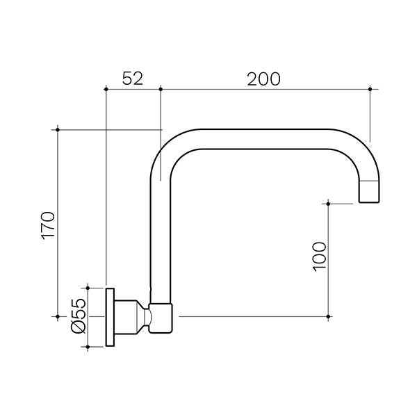 Clark Round Wall Sink Outlet - Matte Black - Dimensions