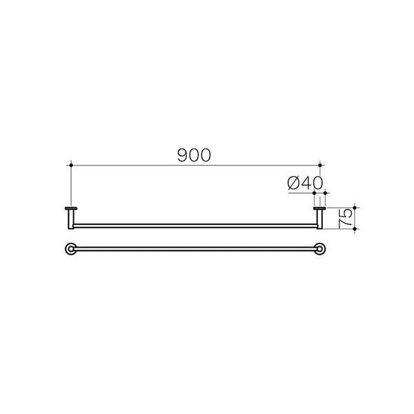Technical Drawing: Clark Round Single Towel Rail 900mm