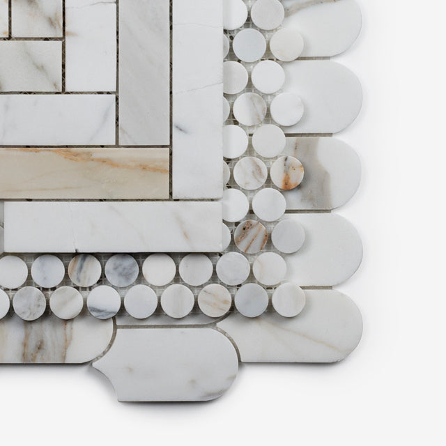 Cottesloe Calacatta Gold Penny Round Honed Marble Mosaic Tile 23x23mm