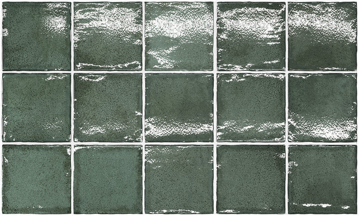 Looks Dark Green Dianna Zellige Tile 100 x 100 x 9mm Spanish Ceramic  - The Blue Space