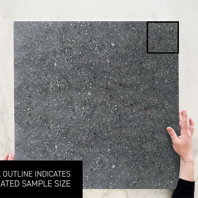 Dark Grey Frankie Polished Concrete Tile Matte R10 300 x 600 x 10mm Porcelain  | The Blue Space