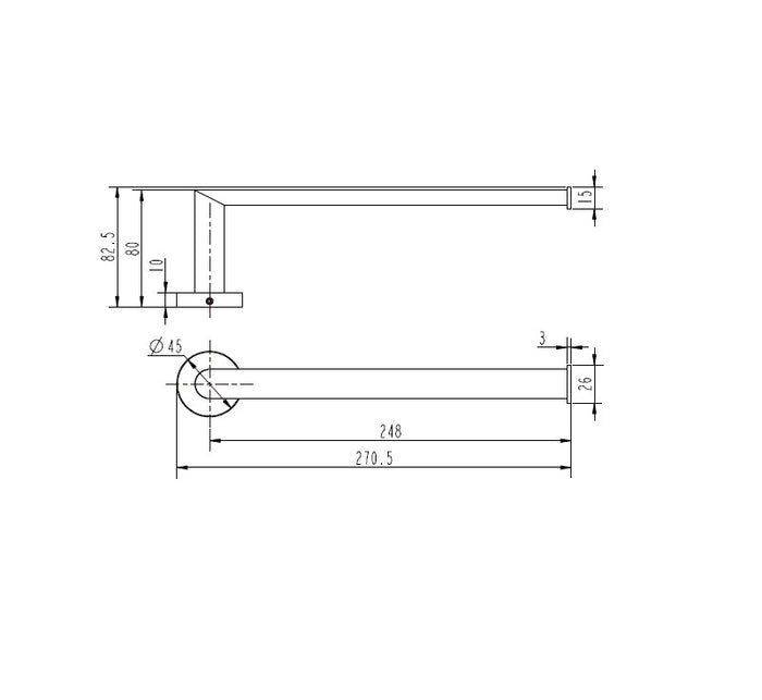 Technical Drawing: Eva Towel Bar 270mm Chrome