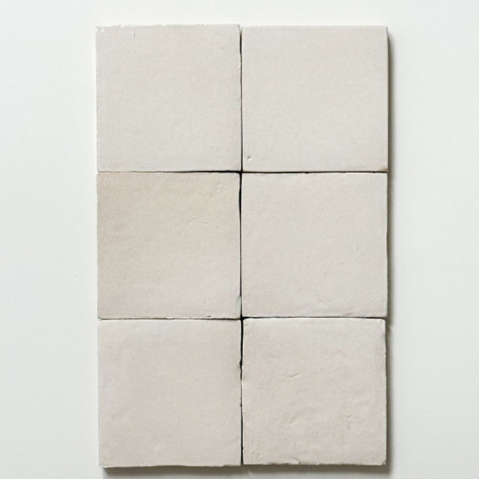 Pattern no Hand  Off-White Evelyn Handmade Zellige Gloss 100 x 100 x 12mm SANDZELLIGE100 - The Blue Space