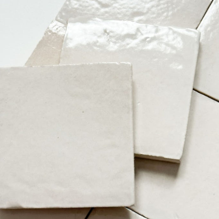 Details Off-White Evelyn Handmade Zellige Gloss 100 x 100 x 12mm SANDZELLIGE100 - The Blue Space