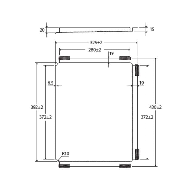 Technical Drawing Fienza Hana Sink Draining Tray Stainless Steel 325X430X20mm A21 - The Blue Space