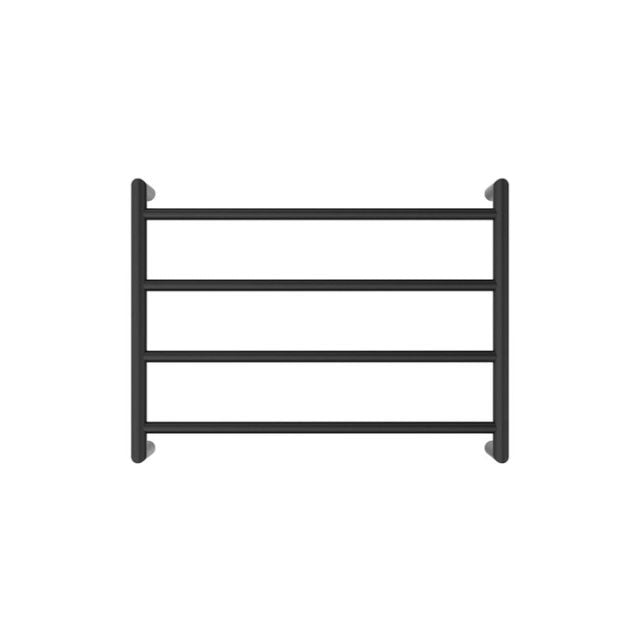 Front Fienza Kaya Round Heated Towel Rail 600X450X100mm 4 Bars Matte Black 8286045MB - The Blue Space