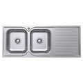 Fienza Tiva 1180 Kitchen Sink Left Double Bowl With Drainer Topmount 19L-19L 1Th 1180X480X180mm 68107L - The Blue Space
