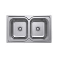 Fienza Tiva 780 Kitchen Sink Double Bowl Topmount 19L-19L NTH 780X480X180mm 68108 - The Blue Space