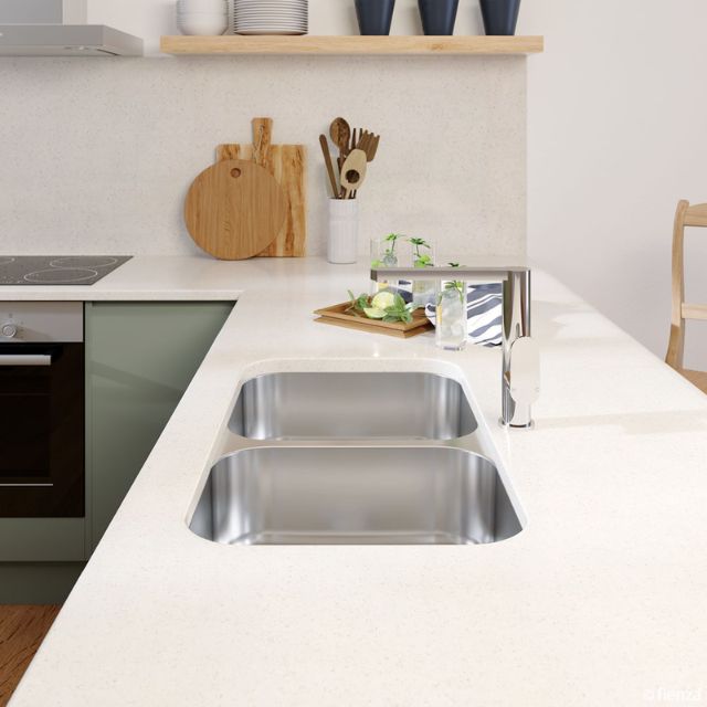 Buy Fienza Tiva 785 Kitchen Sink Double Bowl Topmount/Undermount 23L-23L NTH 785X450X180mm 68109 - The Blue Space