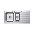 Fienza Tiva 980 Kitchen Sink Left 1.5 Bowl & Drainer Topmount 19L-9L 1Th 980X480X180mm 68105L - The Blue Space