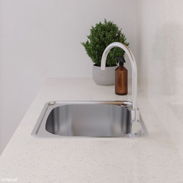 Lifestyle Fienza Tiva Laundry Sink Large Topmount 50L 2Th 600X500X250mm Includes Flexible Bypass Kit 68202 - The Blue Space