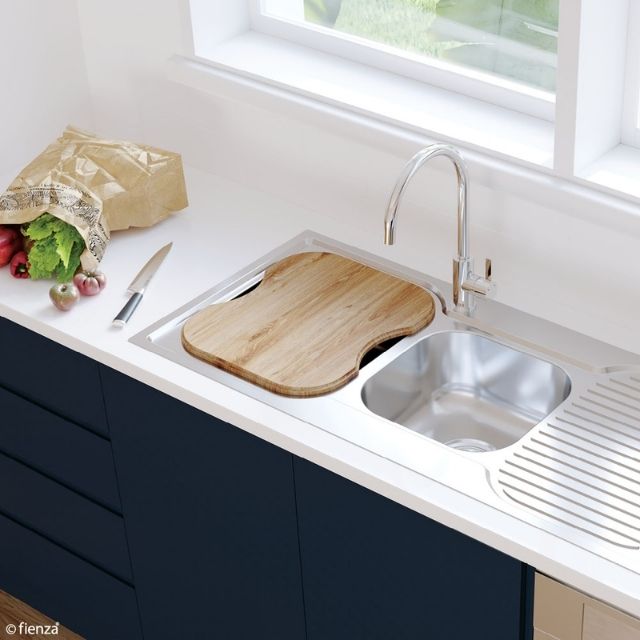 Lifestyle 1 Fienza Tiva Sink Oak Chopping Board 397X347mm A6 - The Blue Space