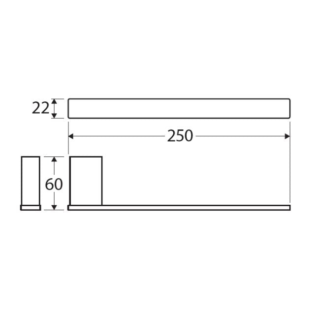 Technical Drawing Fienza Tono Hand Towel Holder 250mm Matte Black 85102MB - The Blue Space