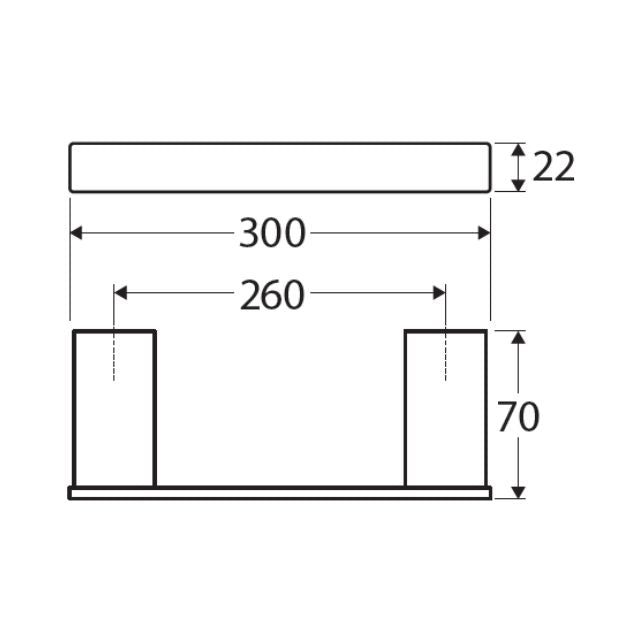 Technical Drawing Fienza Tono Single Hand Towel Rail 300mm Urban Brass 85105UB - The Blue Space