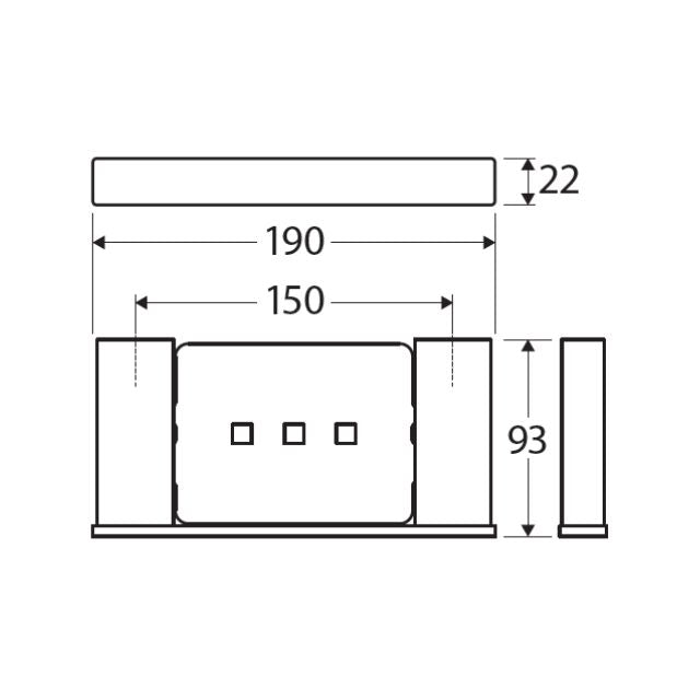 Technical Drawing Fienza Tono Soap Shelf 190mm Brushed Nickel 85106BN - The Blue Space