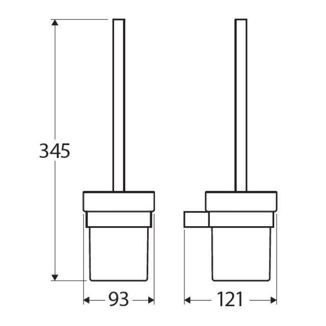 Technical Drawing Fienza Tono Toilet Brush And Holder Matte Black 851010MB - The Blue Space