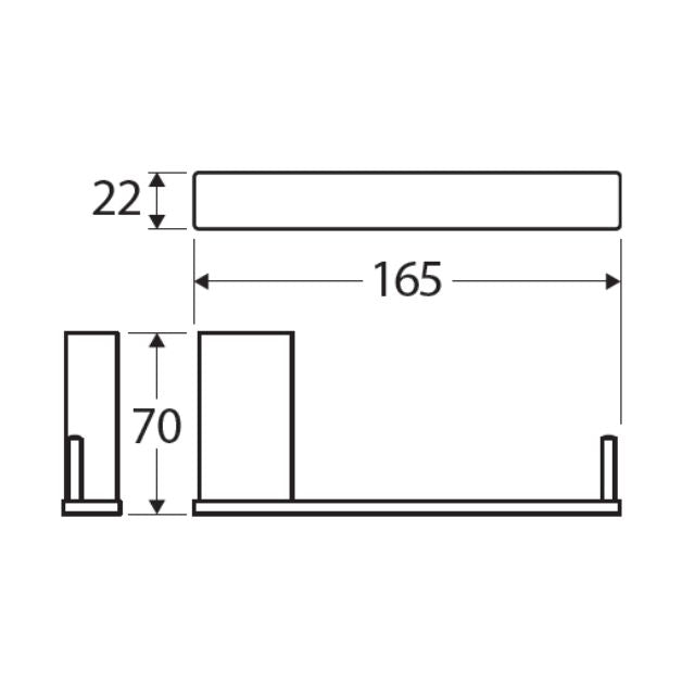 Technical Drawing Fienza Tono Toilet Roll Holder 165mm Matte Black 85103MB - The Blue Space