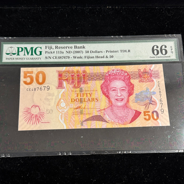 Fiji 2007 $50 Dollars, P#113a, PMG 66 Gem Unc EPQ