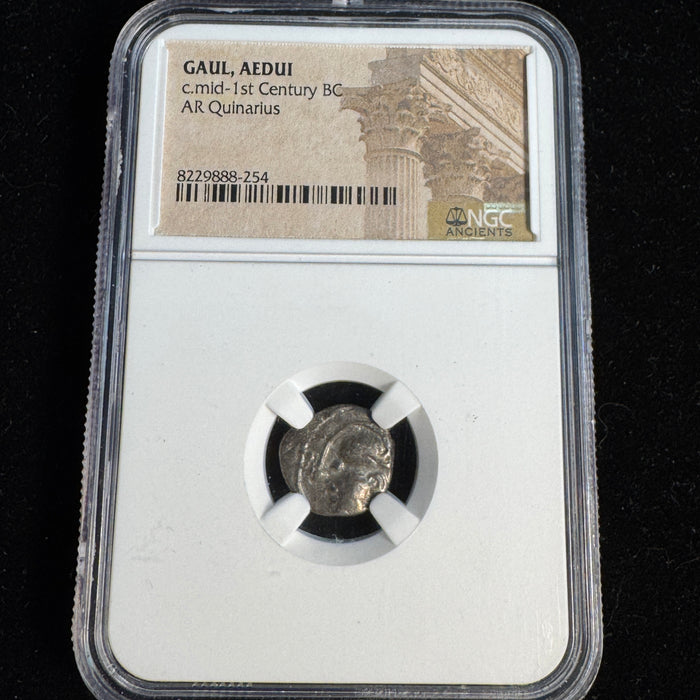 GAUL, Aedui Tribe c.1st Century BC AR Quinarius, Roma / Horse, NGC Ancients