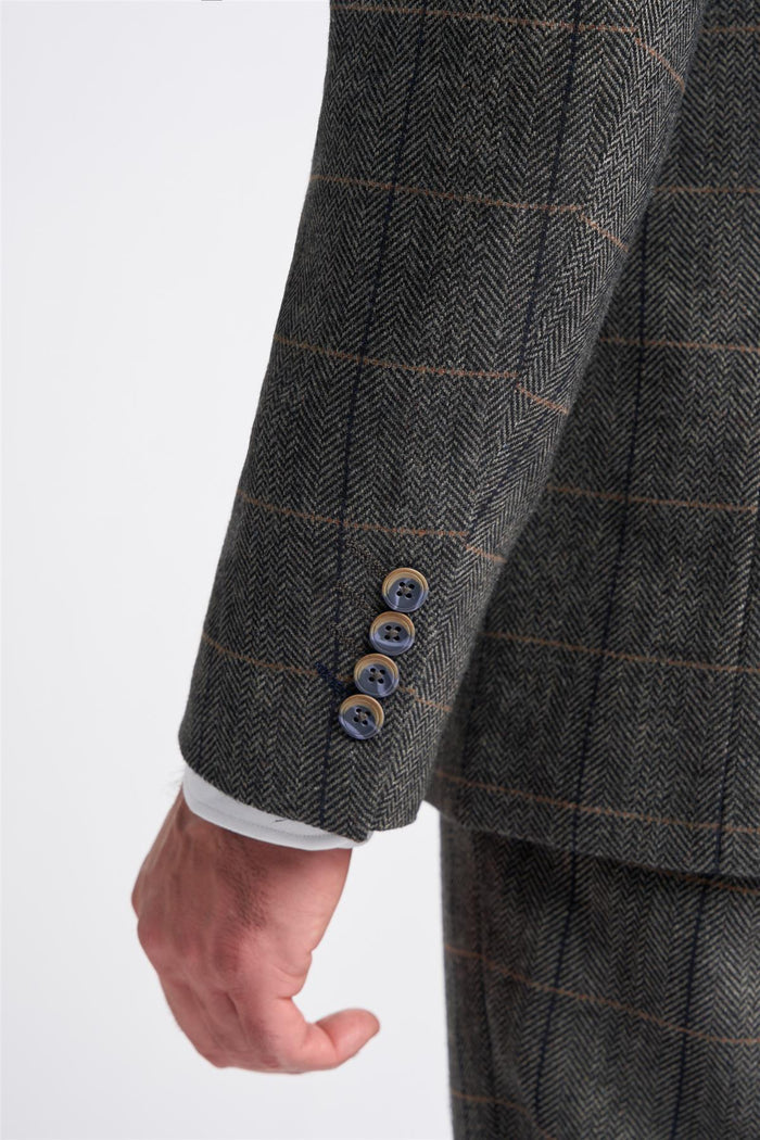 Grey Tweed Check Blazer - House of Cavani