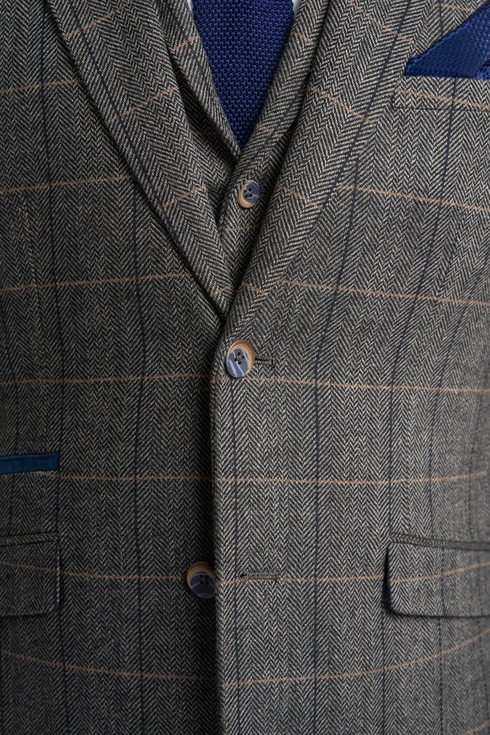 Grey Tweed Check Blazer - House of Cavani