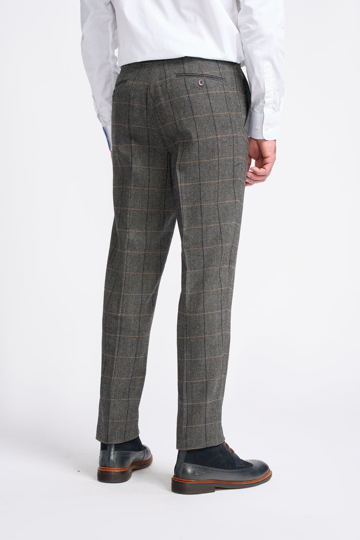 Grey Tweed Check Three Piece Suit - House of Cavani