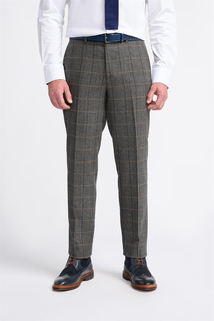 Grey Tweed Check Trousers - House of Cavani
