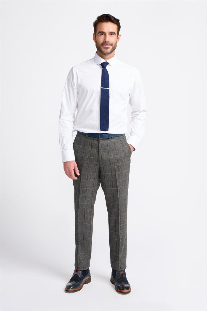 Grey Tweed Check Trousers - House of Cavani