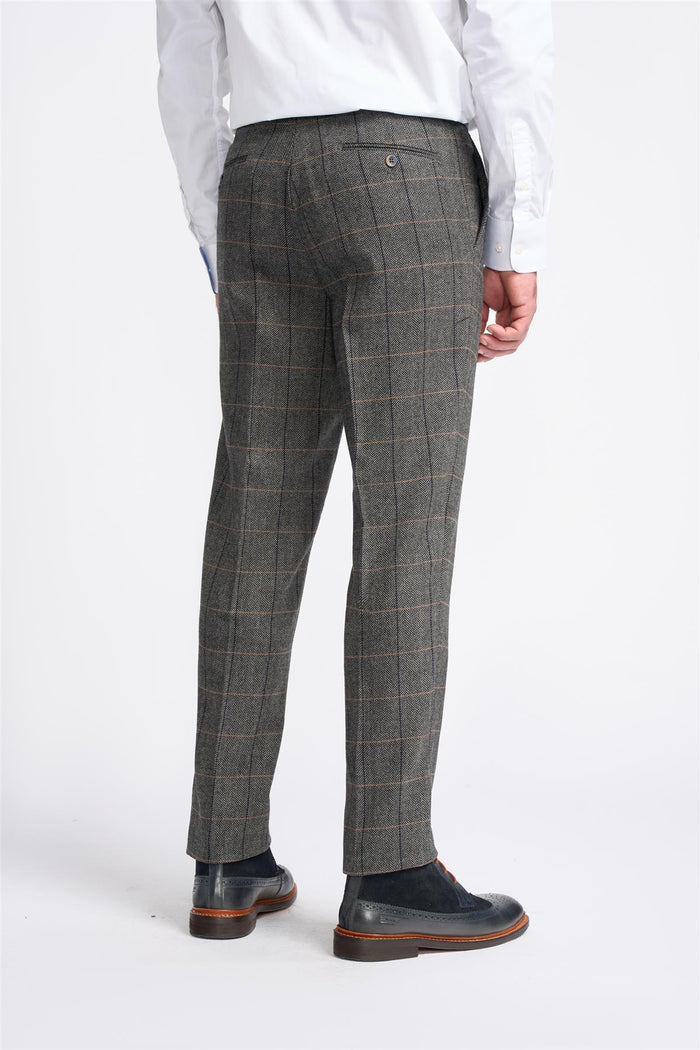 Grey Tweed Check Trousers - House of Cavani