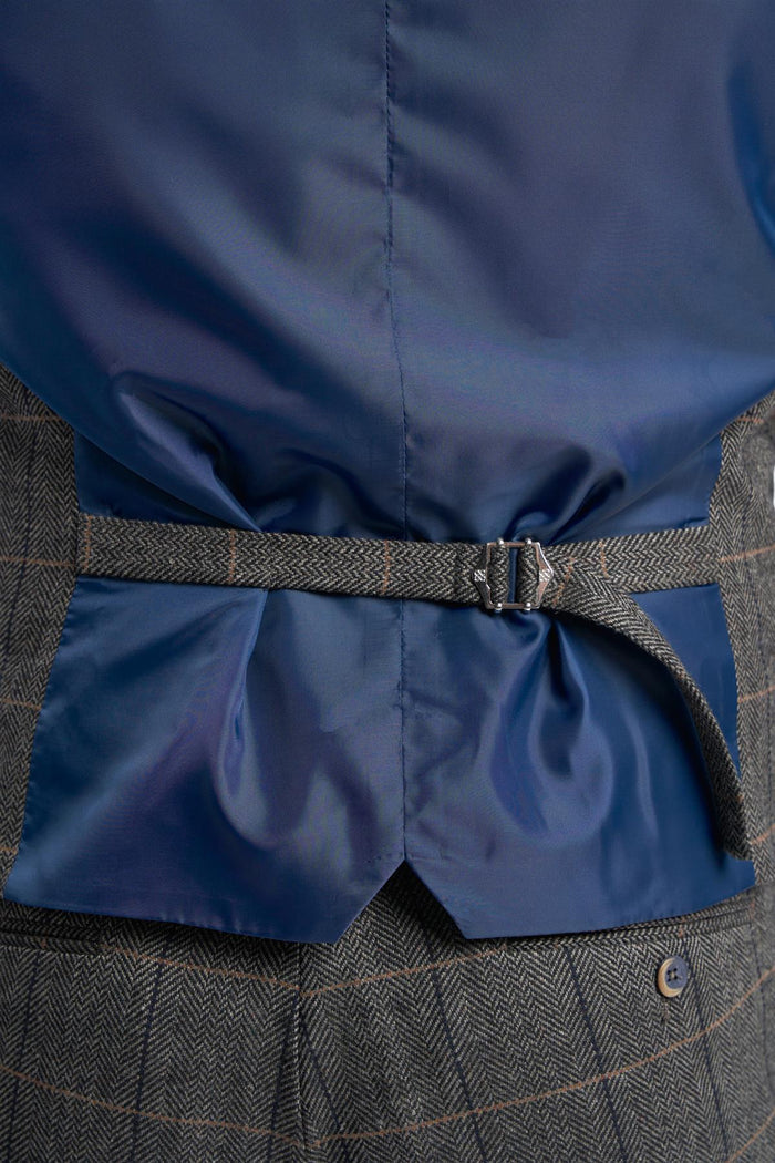 Grey Tweed Check Waistcoat - House of Cavani