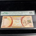 Guyana 2016 $50 Dollars, 50 years Independence, P#41, PMG 66 Gem Unc EPQ
