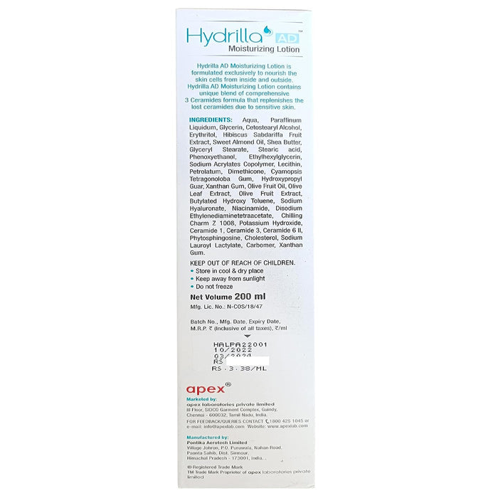 Hydrilla AD Moisturizing Lotion, 200ml