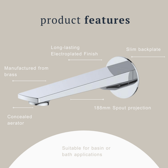 Indigo Savina Bath/Basin 180mm Spout Chrome product features | The Blue Space