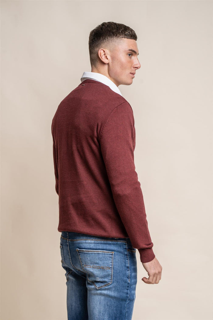 KN101 wine crewneck knitwear back